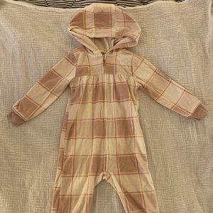Carters Fleece Jumpsuit Bunting - 18M - Pink/White Plaid